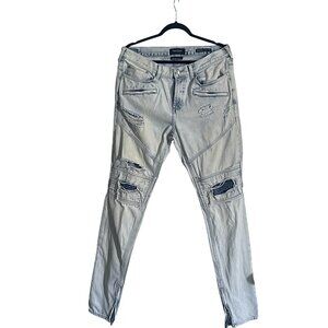 PACSUN Comfort Stretch Skinny Jeans – Light Wash Distressed | Men’s 32x32